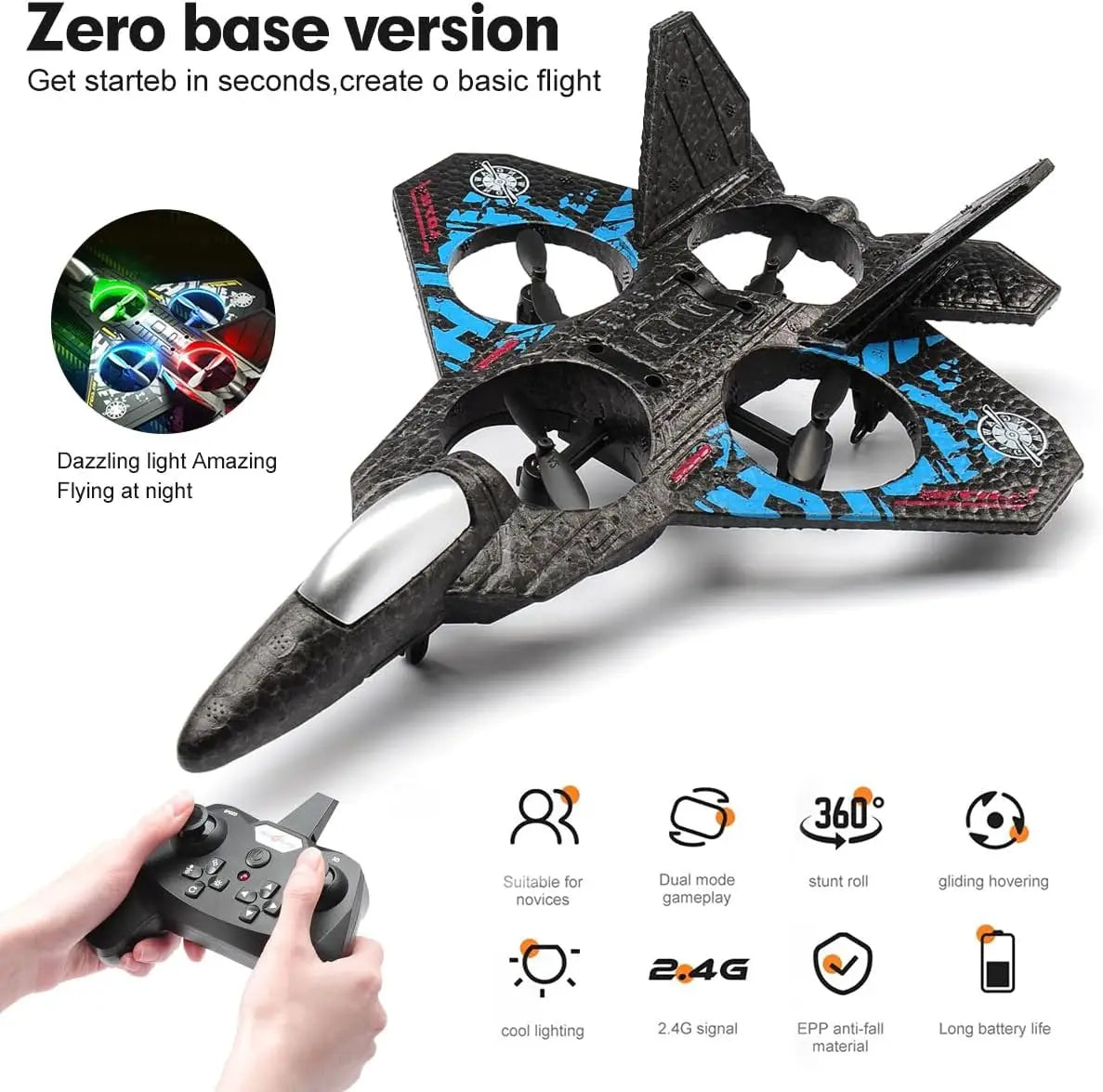 GlowFly 2-in-1 Drone Plane